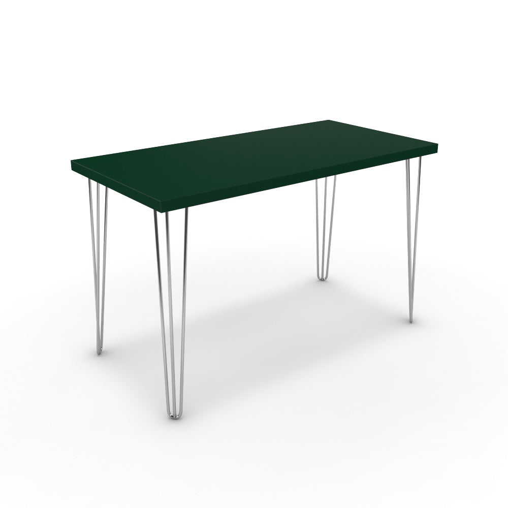 Íróasztal - Linga króm lábbal - Forest zöld, méret: 120x60