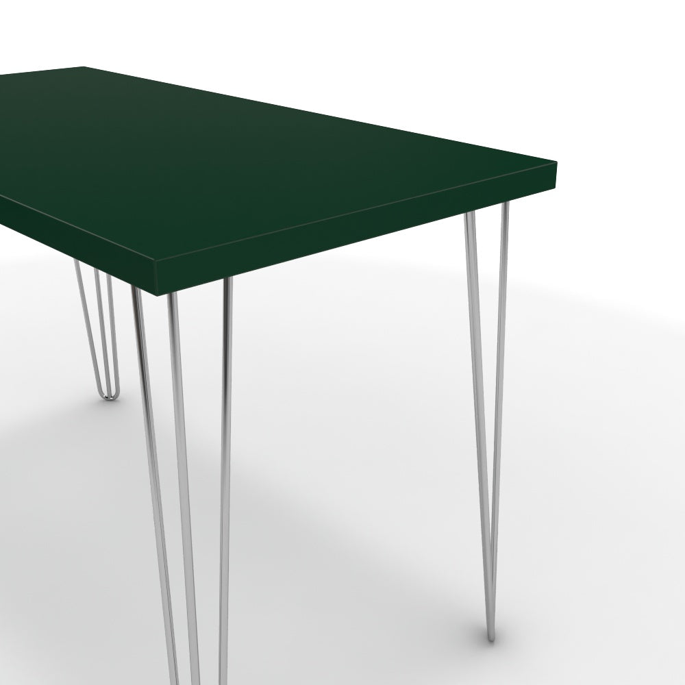 Íróasztal - Linga króm lábbal - Forest zöld, méret: 120x60