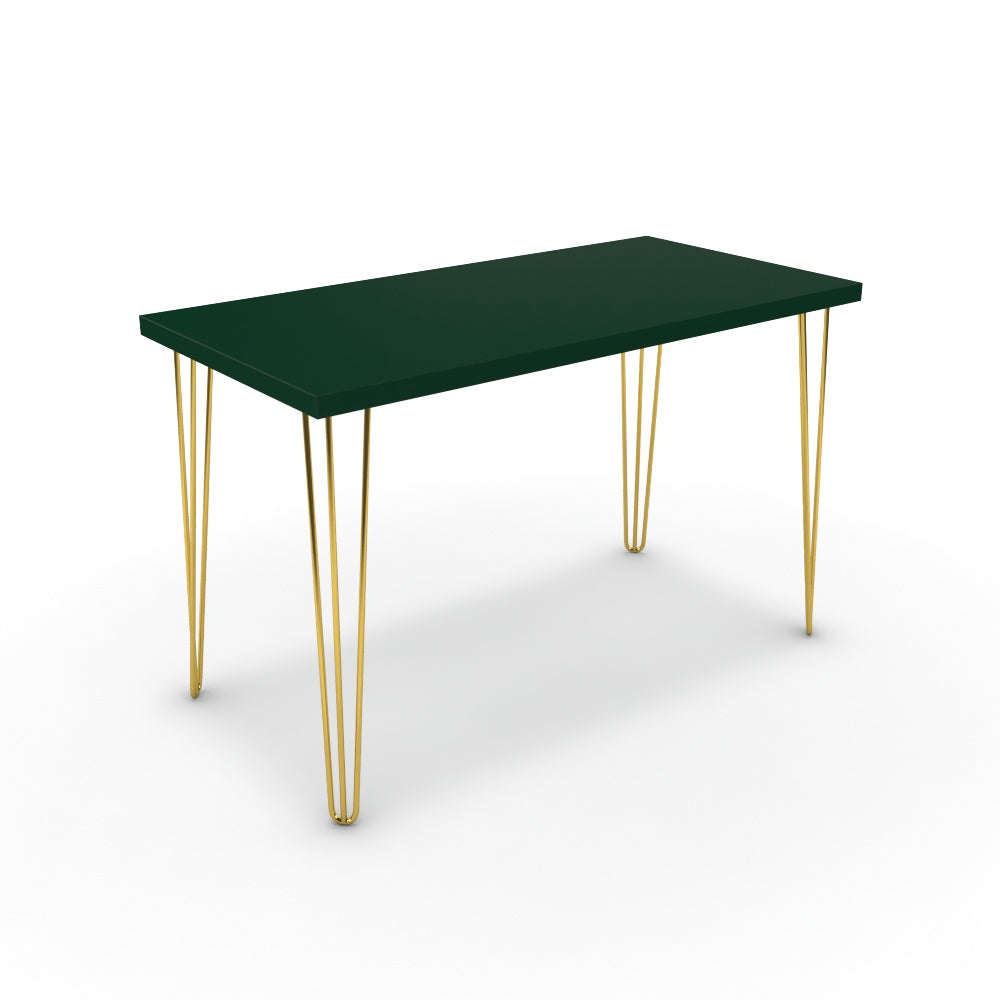 Íróasztal - Linga arany lábbal - Forest zöld, méret: 120x60
