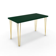 Íróasztal - Linga arany lábbal - Forest zöld, méret: 120x60
