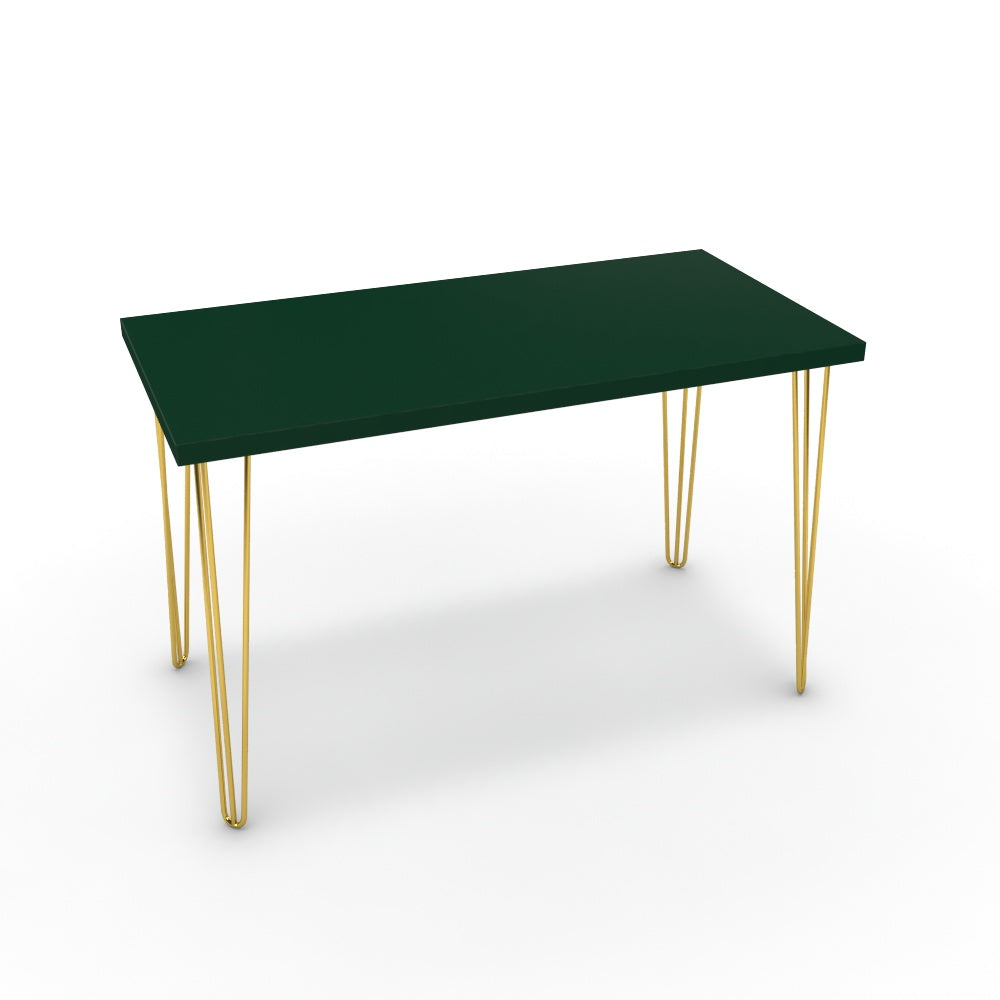 Íróasztal - Linga arany lábbal - Forest zöld, méret: 120x60