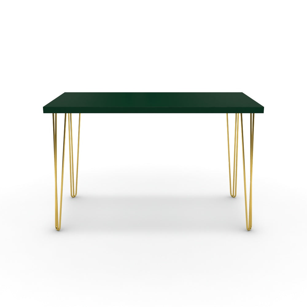 Íróasztal - Linga arany lábbal - Forest zöld, méret: 120x60