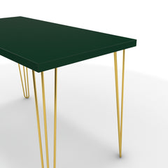 Íróasztal - Linga arany lábbal - Forest zöld, méret: 120x60