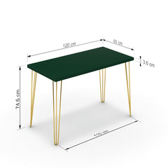Íróasztal - Linga arany lábbal - Forest zöld, méret: 120x60