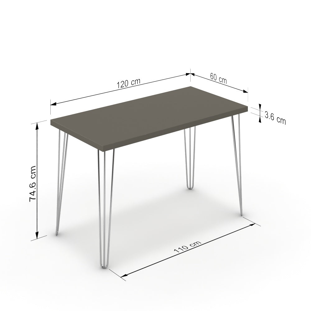 Íróasztal - Linga króm lábbal - Fosszil szürke, méret: 120x60