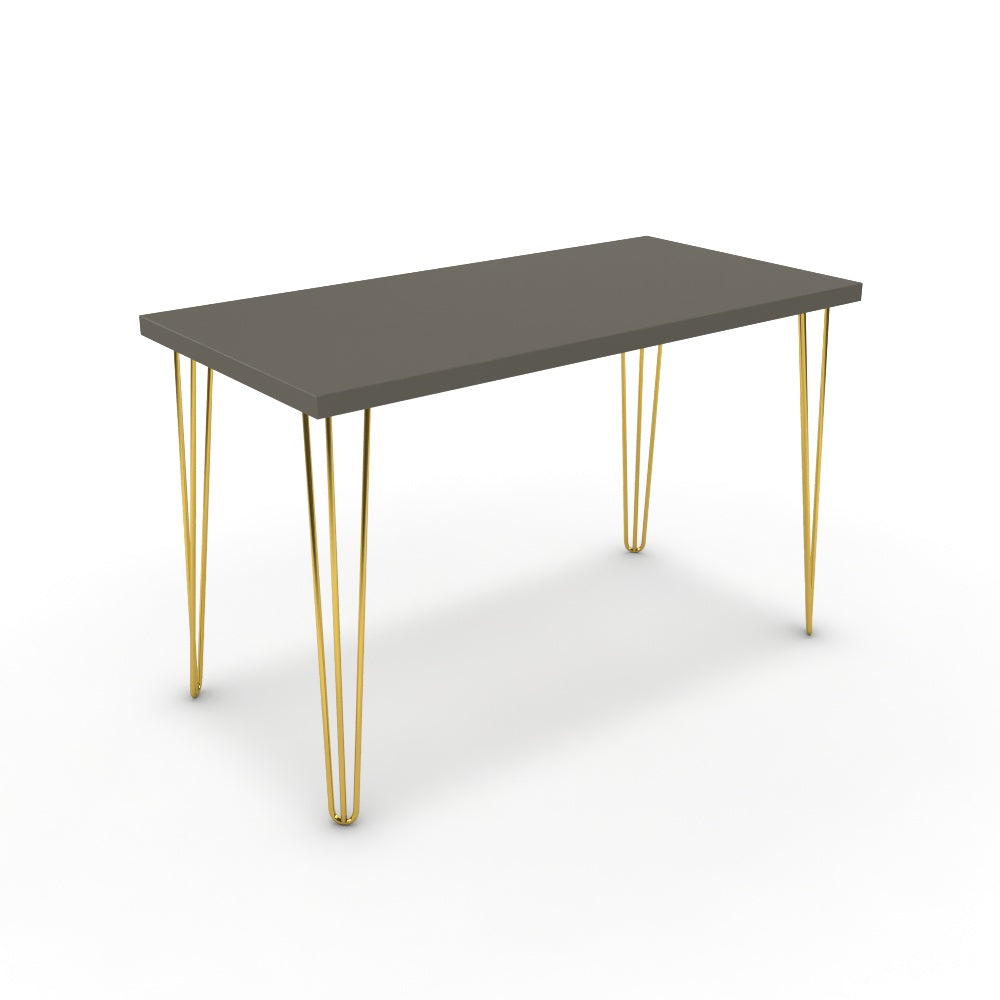 Íróasztal - Linga arany lábbal - Fosszil szürke, méret: 120x60