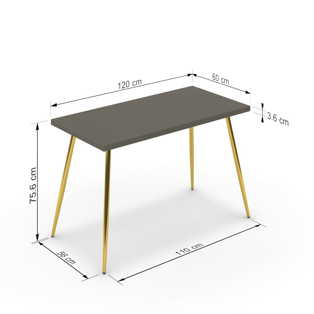 Íróasztal - Manu arany lábbal - Fosszil szürke, méret: 120x60