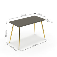 Íróasztal - Manu arany lábbal - Fosszil szürke, méret: 120x60