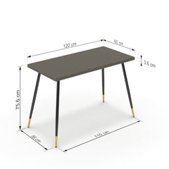 Íróasztal - Manu fekete és arany lábbal - Fosszil szürke, méret: 120x60