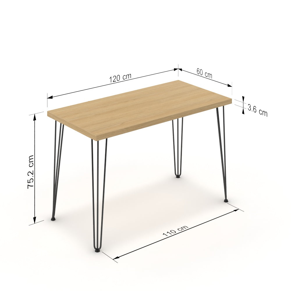 Íróasztal - Linga fekete lábbal - Vicenza tölgy, méret: 120x60