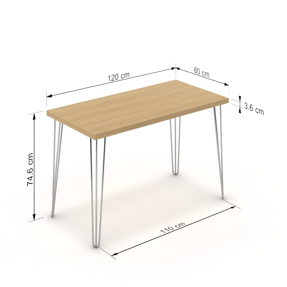 Íróasztal - Linga króm lábbal - Vicenza tölgy, méret: 120x60