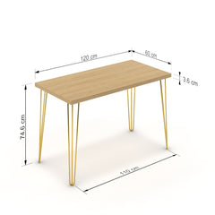 Íróasztal - Linga arany lábbal - Vicenza tölgy, méret: 120x60