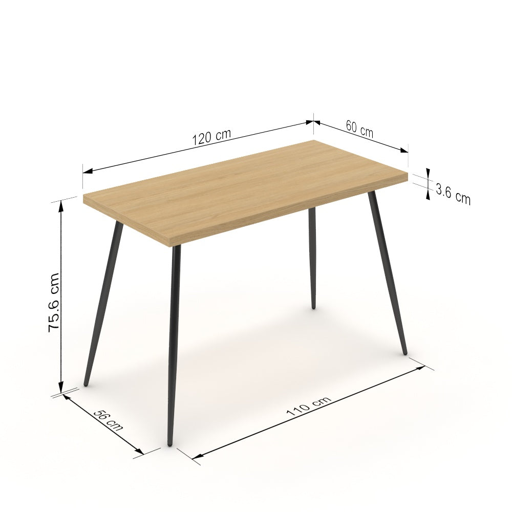 Íróasztal - Manu fekete lábbal - Vicenza tölgy, méret: 120x60