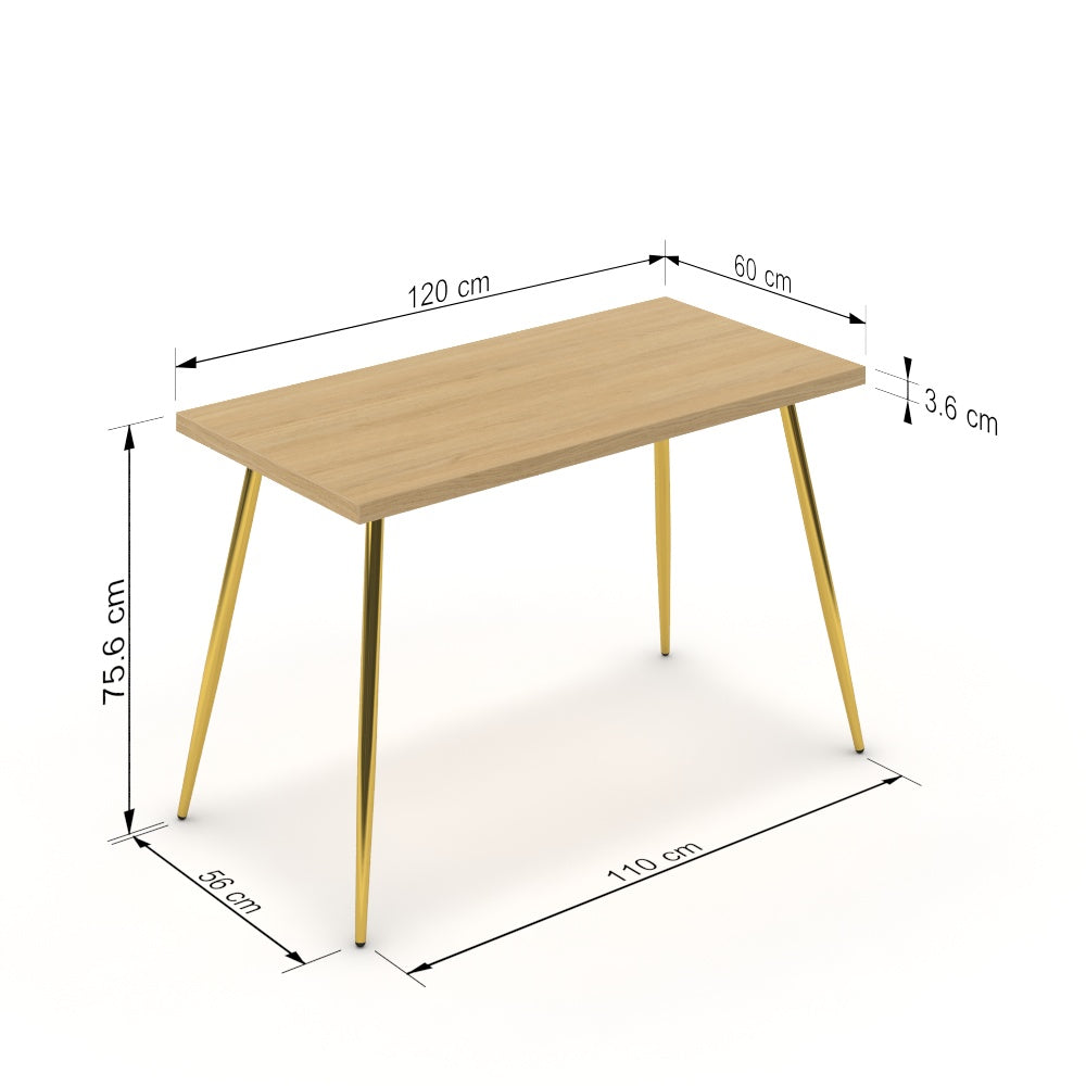 Íróasztal - Manu arany lábbal - Vicenza tölgy, méret: 120x60