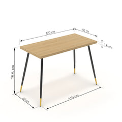 Íróasztal - Manu fekete és arany lábbal - Vicenza tölgy, méret: 120x60