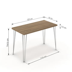Íróasztal - Linga króm lábbal - Világos rauna szil, méret: 120x60