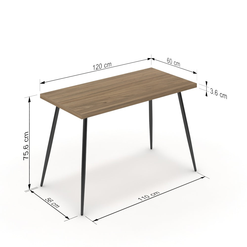 Íróasztal - Manu fekete lábbal - Világos rauna szil, méret: 120x60