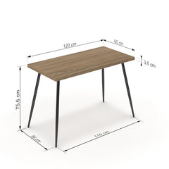 Íróasztal - Manu fekete lábbal - Világos rauna szil, méret: 120x60