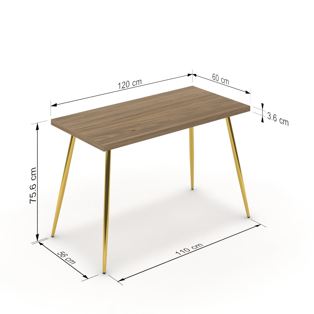 Íróasztal - Manu arany lábbal - Világos rauna szil, méret: 120x60