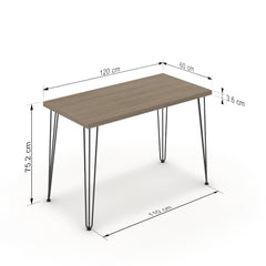 Íróasztal - Linga fekete lábbal - Szürke Vicenza tölgy, méret: 120x60