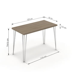 Íróasztal - Linga króm lábbal - Szürke Vicenza tölgy, méret: 120x60