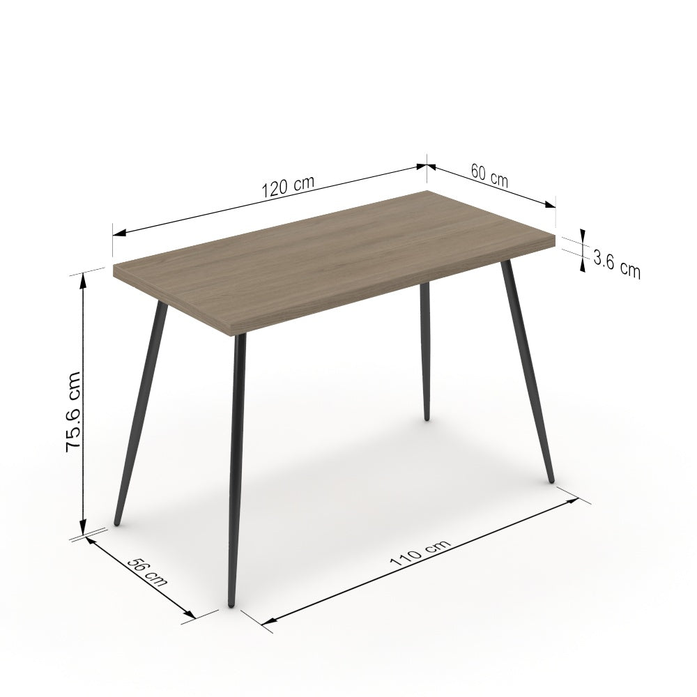 Íróasztal - Manu fekete lábbal - Szürke Vicenza tölgy, méret: 120x60