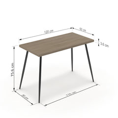 Íróasztal - Manu fekete lábbal - Szürke Vicenza tölgy, méret: 120x60