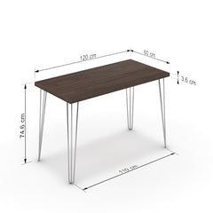 Íróasztal - Linga króm lábbal - Sötét rauna szil, méret: 120x60