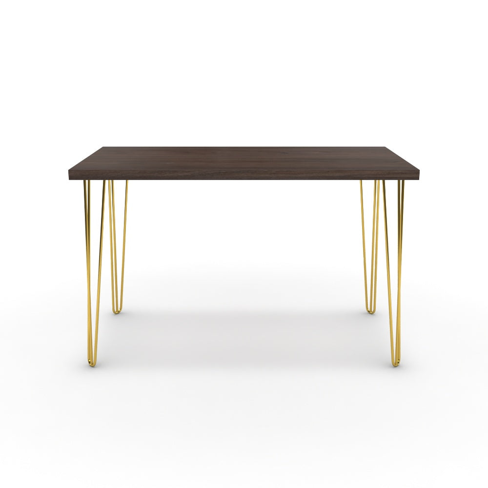 Íróasztal - Linga arany lábbal - Sötét rauna szil, méret: 120x60