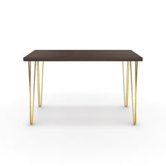 Íróasztal - Linga arany lábbal - Sötét rauna szil, méret: 120x60