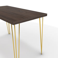Íróasztal - Linga arany lábbal - Sötét rauna szil, méret: 120x60