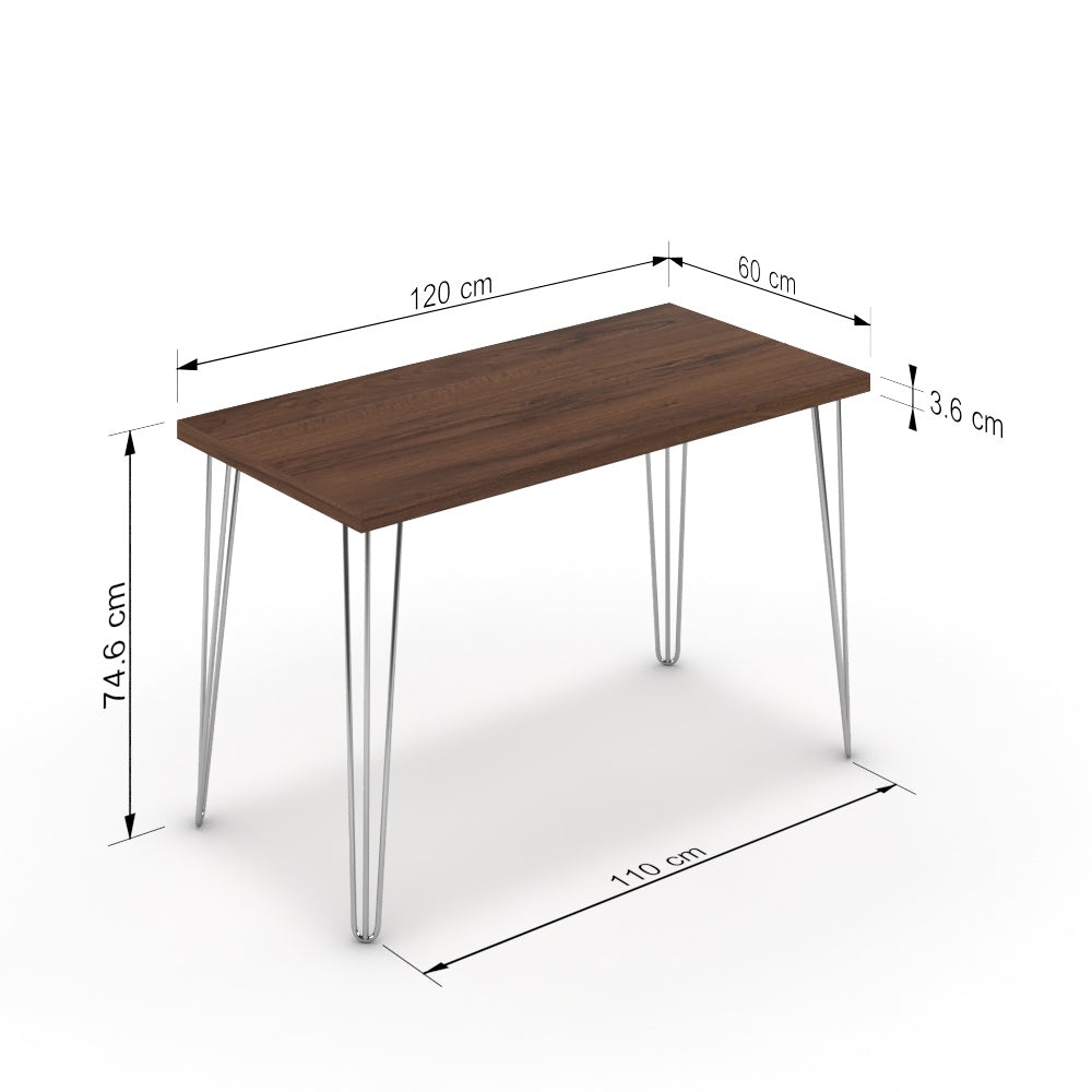 Íróasztal - Linga króm lábbal - Mogyoró, méret: 120x60