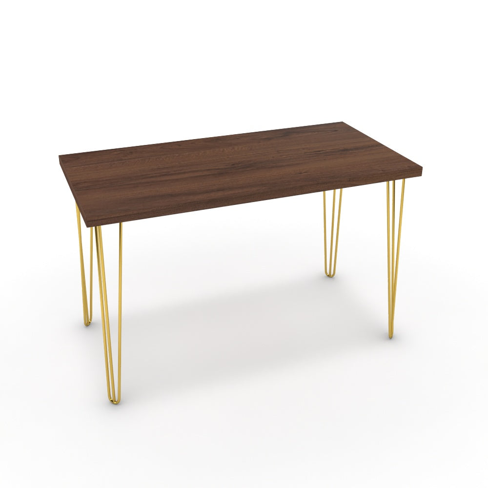 Íróasztal - Linga arany lábbal - Mogyoró, méret: 120x60