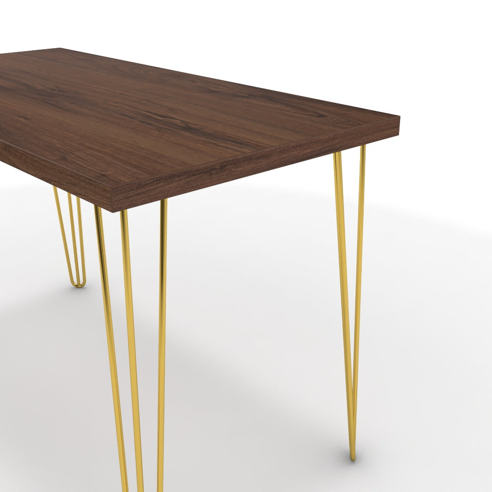 Íróasztal - Linga arany lábbal - Mogyoró, méret: 120x60