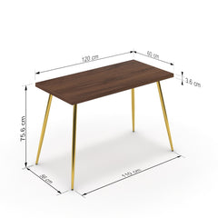 Íróasztal - Manu arany lábbal - Mogyoró, méret: 120x60