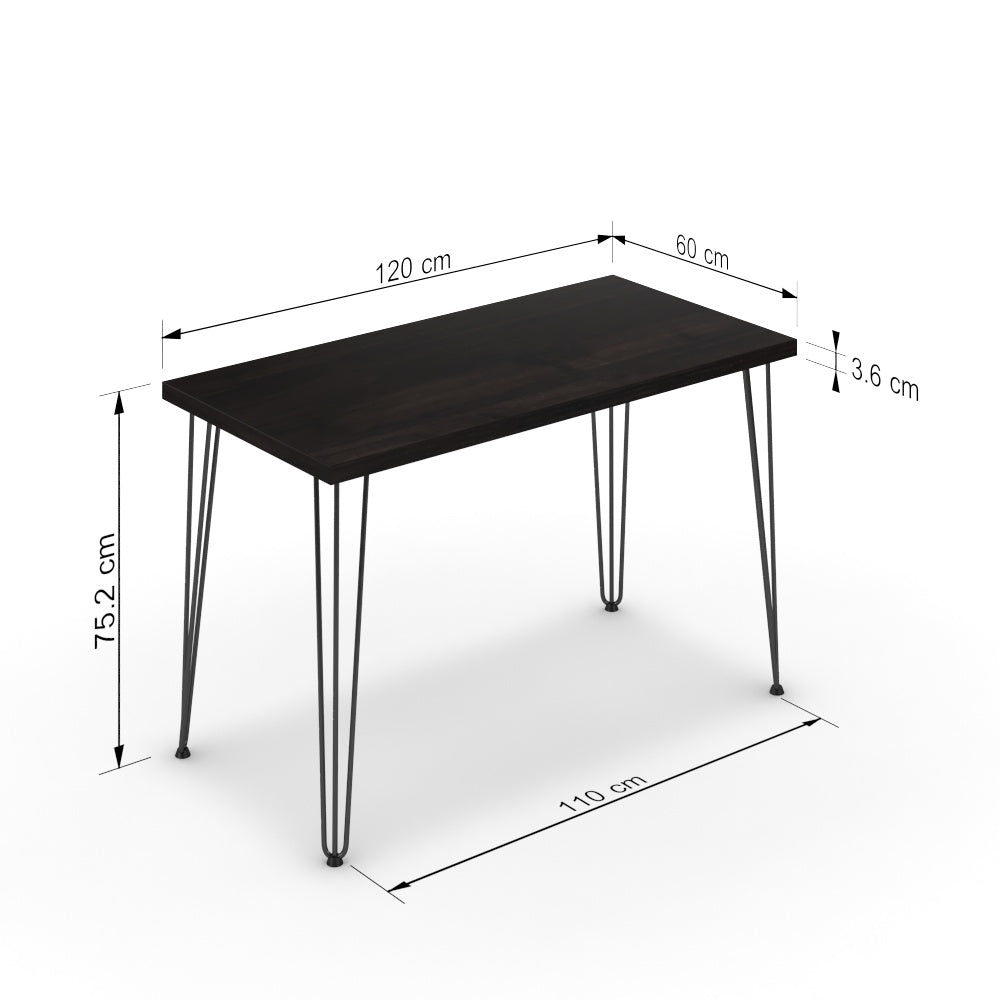Íróasztal - Linga fekete lábbal - Füstölt dió, méret: 120x60