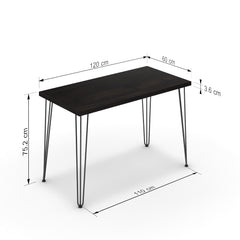 Íróasztal - Linga fekete lábbal - Füstölt dió, méret: 120x60