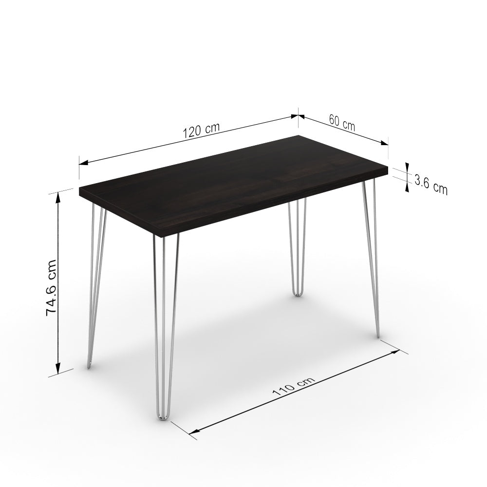 Íróasztal - Linga króm lábbal - Füstölt dió, méret: 120x60