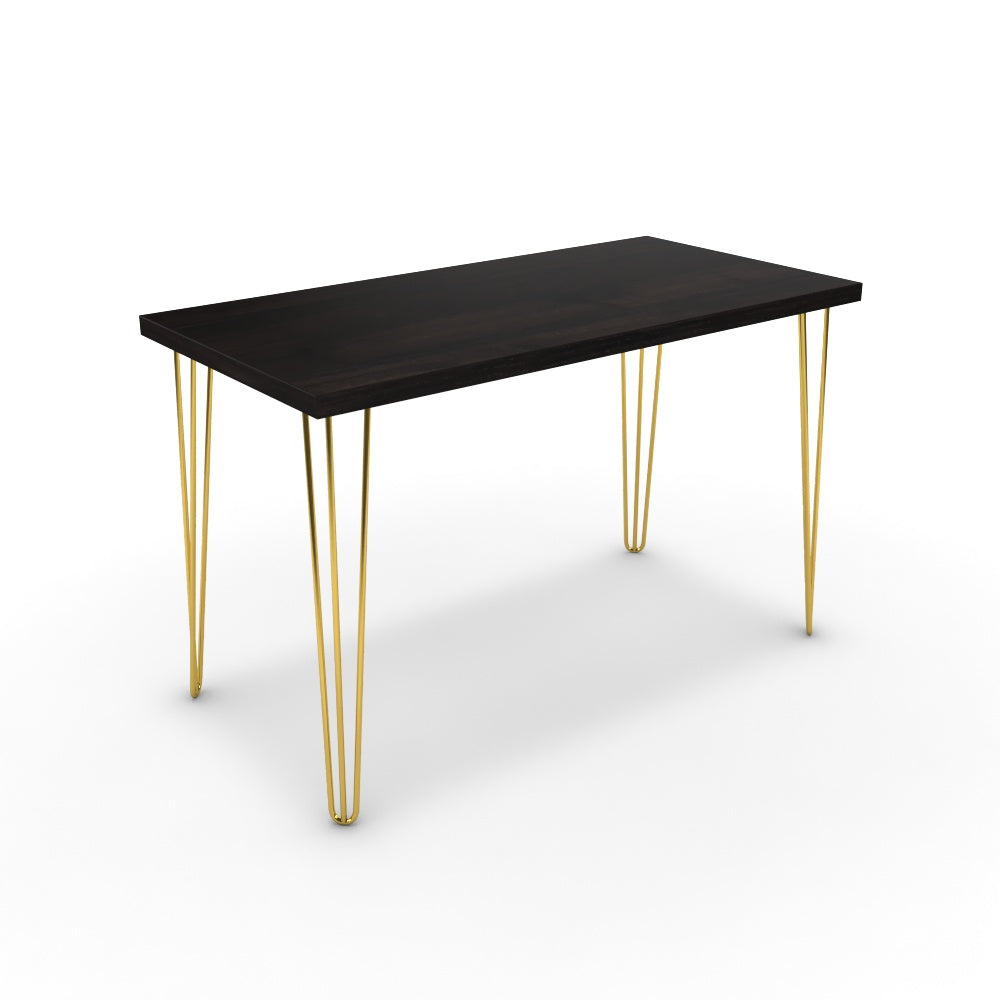 Íróasztal - Linga arany lábbal - Füstölt dió, méret: 120x60