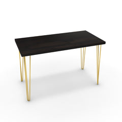 Íróasztal - Linga arany lábbal - Füstölt dió, méret: 120x60