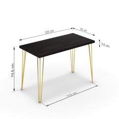 Íróasztal - Linga arany lábbal - Füstölt dió, méret: 120x60