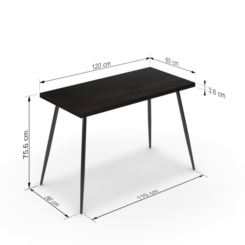 Íróasztal - Manu fekete lábbal - Füstölt dió, méret: 120x60