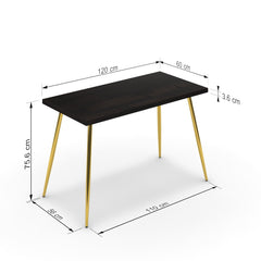 Íróasztal - Manu arany lábbal - Füstölt dió, méret: 120x60