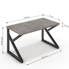Íróasztal - Vritti fekete lábbal - Vil.szürke Chicago beton, méret: 140x75