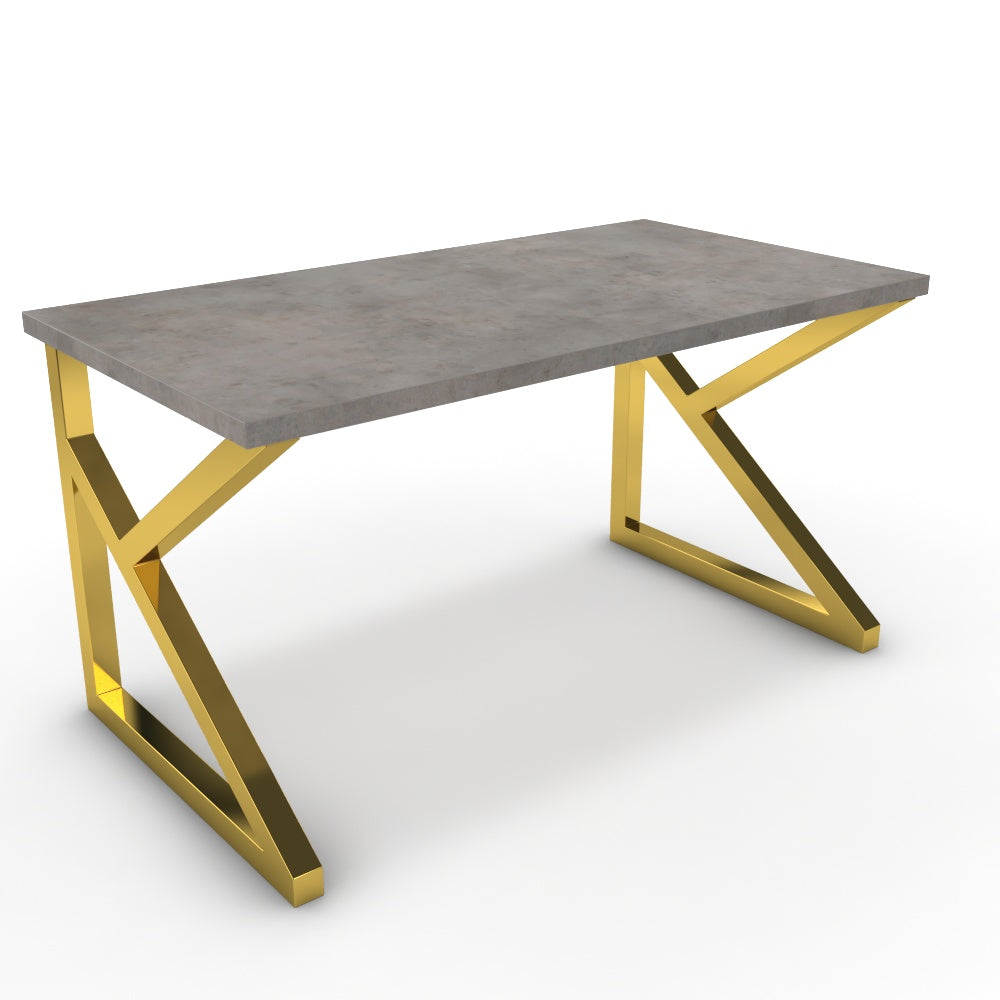 Íróasztal - Vritti arany lábbal - Vil.szürke Chicago beton, méret: 140x75