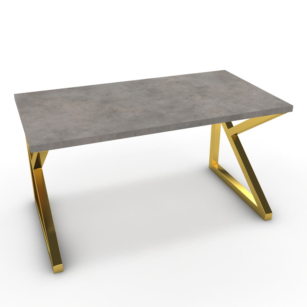 Íróasztal - Vritti arany lábbal - Vil.szürke Chicago beton, méret: 140x75
