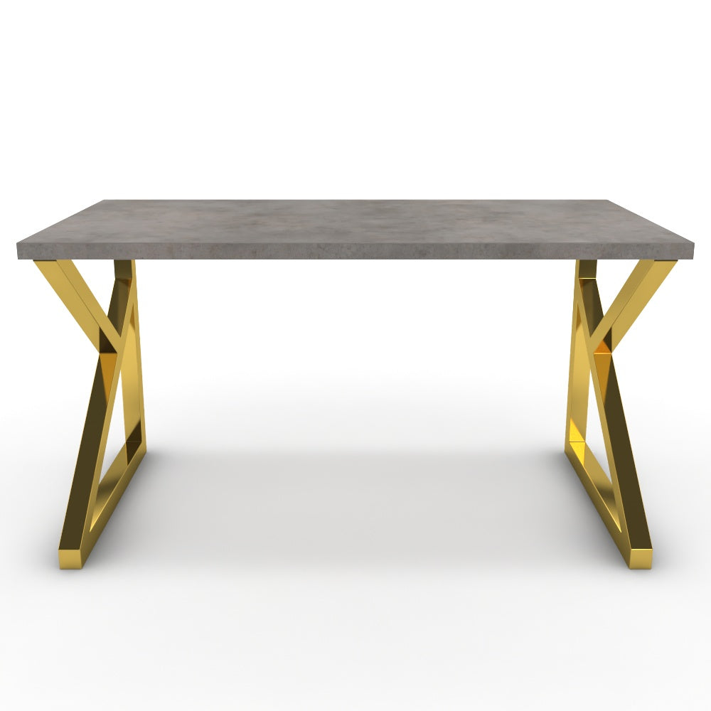 Íróasztal - Vritti arany lábbal - Vil.szürke Chicago beton, méret: 140x75
