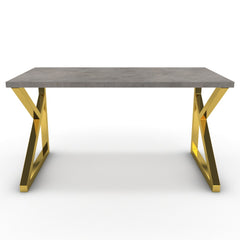 Íróasztal - Vritti arany lábbal - Vil.szürke Chicago beton, méret: 140x75