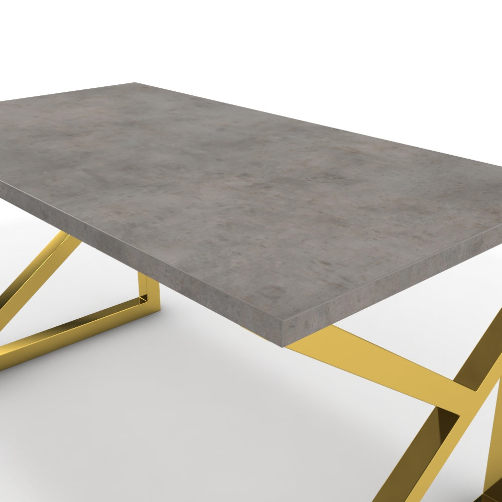 Íróasztal - Vritti arany lábbal - Vil.szürke Chicago beton, méret: 140x75