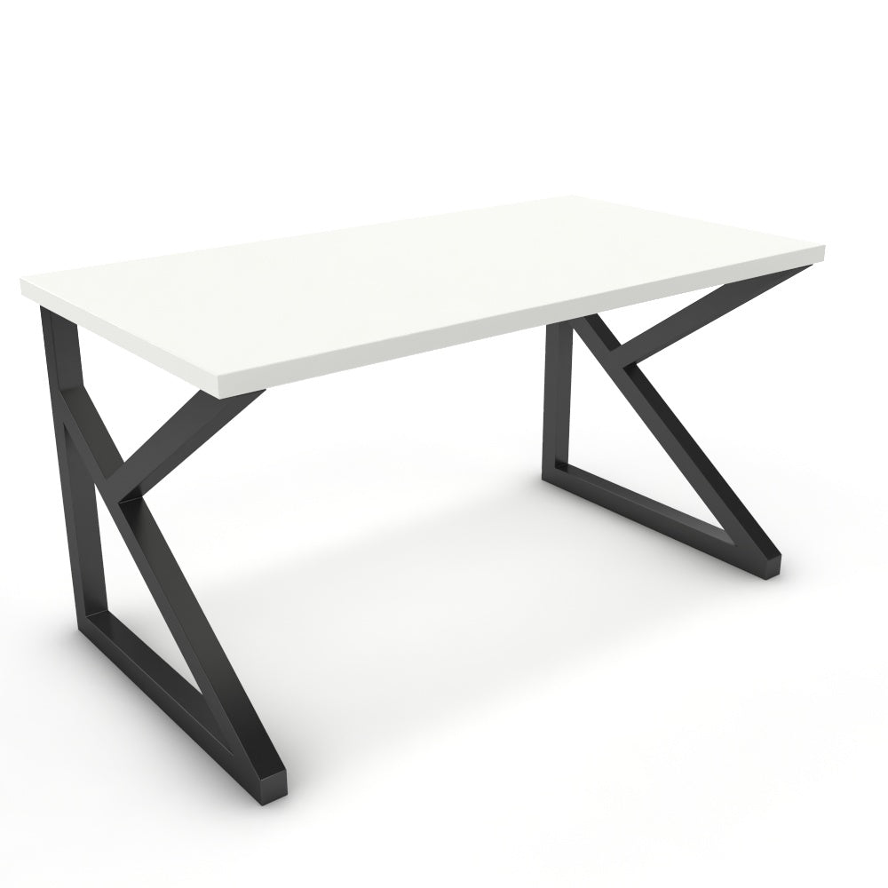 Íróasztal - Vritti fekete lábbal - Alpesi fehér, méret: 140x75